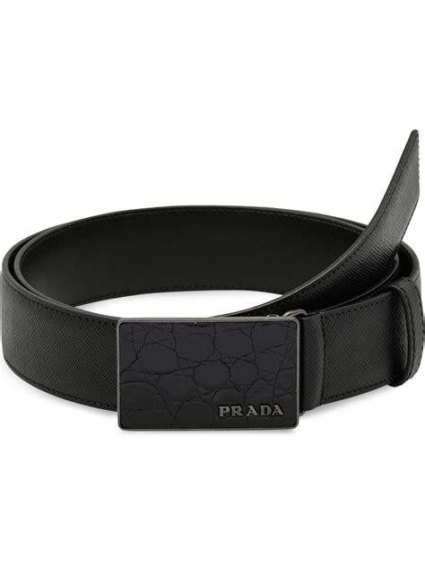 leather belt with flat buckle prada|prada buckle calf belt.